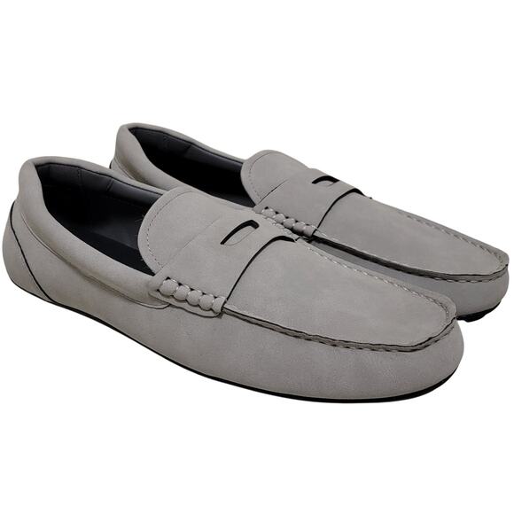 Alfani Men Marco Slip On Moc Toe Penny Loafers Size US 10M Grey Faux Suede - Picture 1 of 3